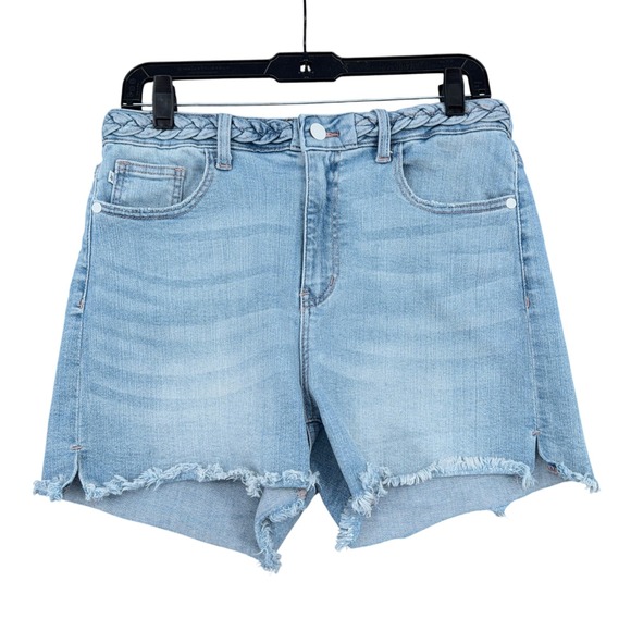 Judy Blue Pants - Judy Blue Braided Waistband Women Large Cotton Blend Light Wash Denim Shorts L